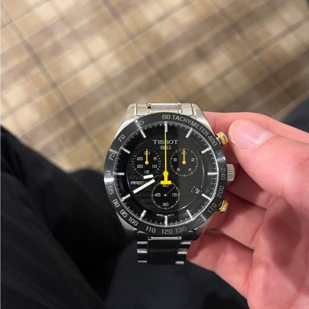 Tissot Men's Silver and Black Chronograph Watch